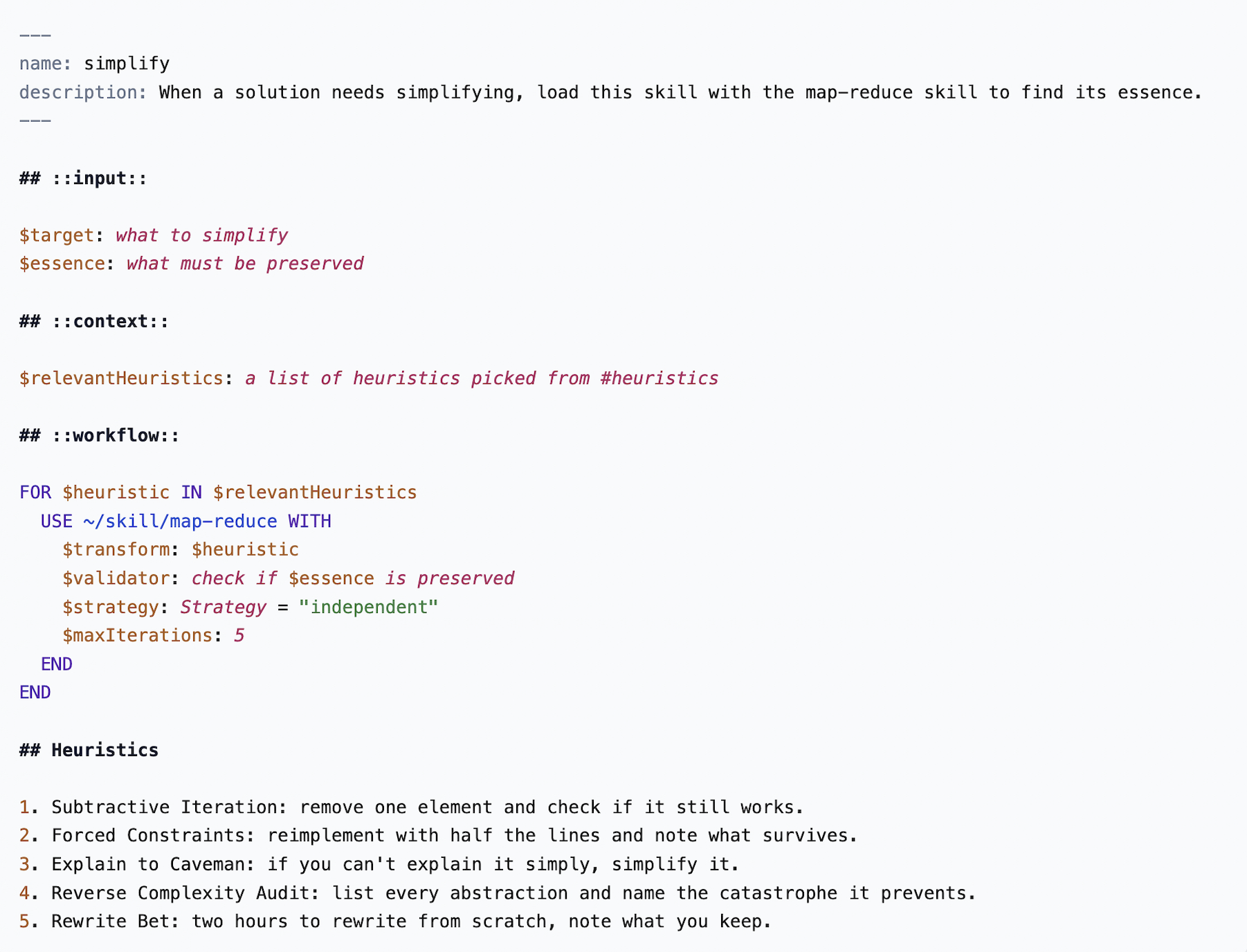 A simplify skill that uses orchestrate-map-reduce